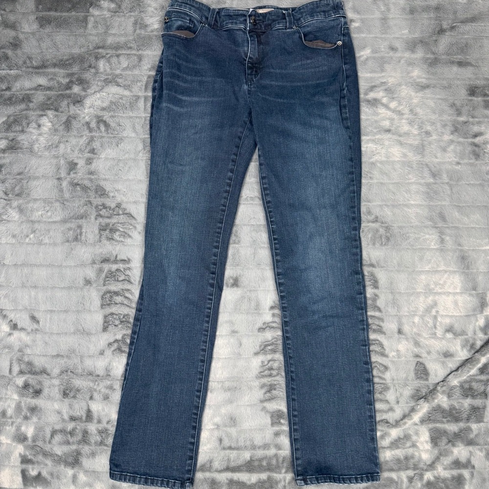 Chicos So Slimming Girlfriend Jeans Size 1 Regular Dark Wash Straight Leg 6593